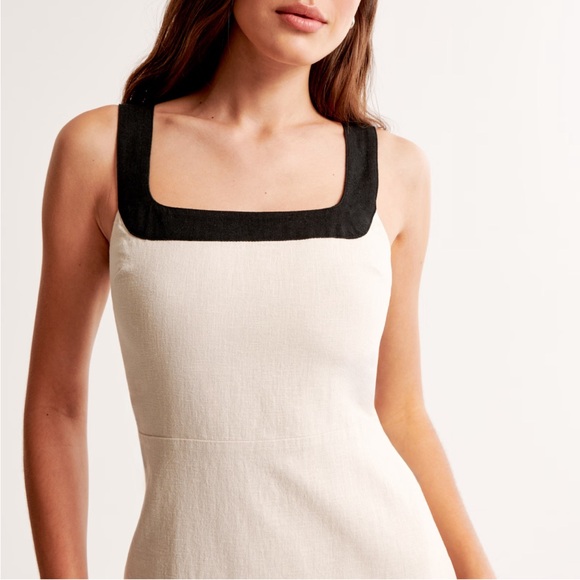 Abercrombie & Fitch Linen Blend Squareneck Column Midi Dress - Picture 2 of 8